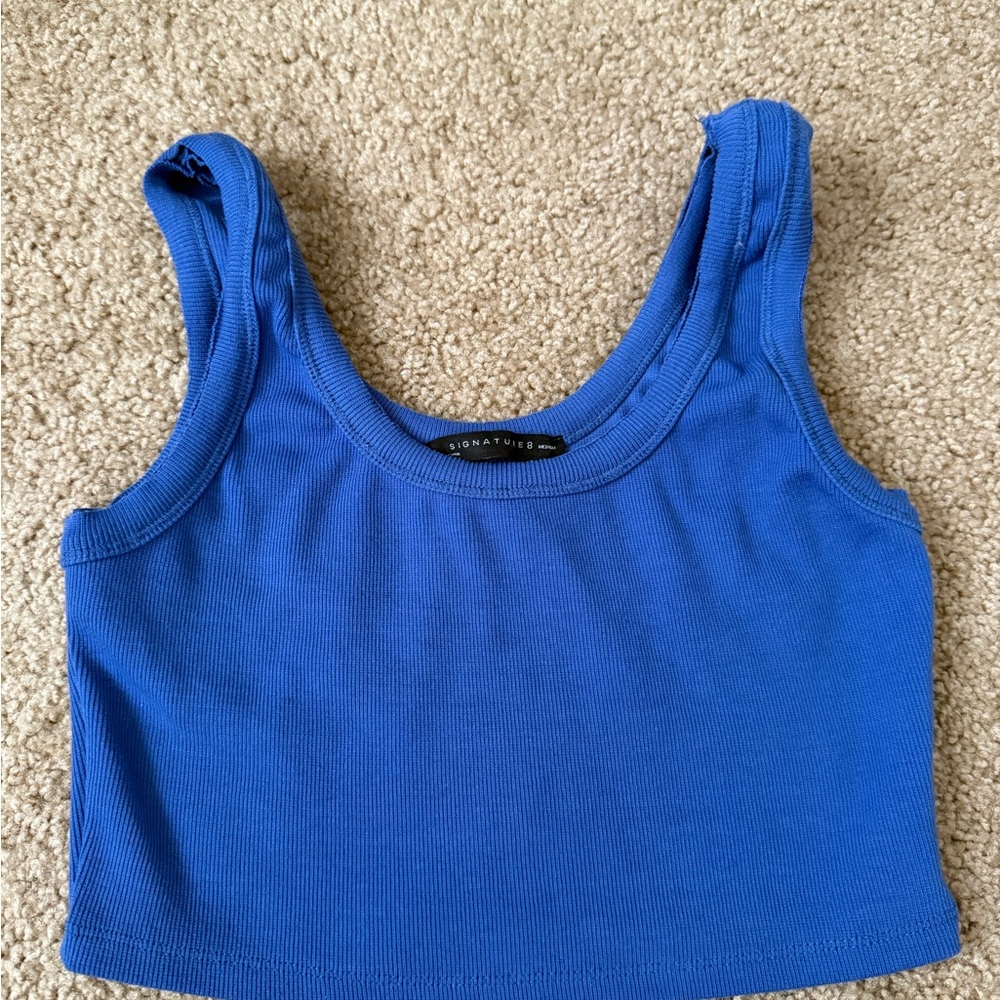 Signature8 Electric Blue Ribbed Crop Tank